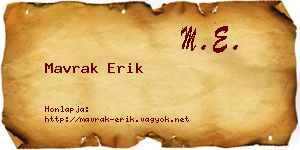 Mavrak Erik névjegykártya
